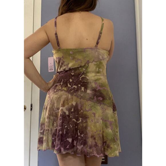 Wild Fable Women’s Dress Large NWT Green Purple Boho Garden Fairy Gremlin Core X - Picture 2 of 7